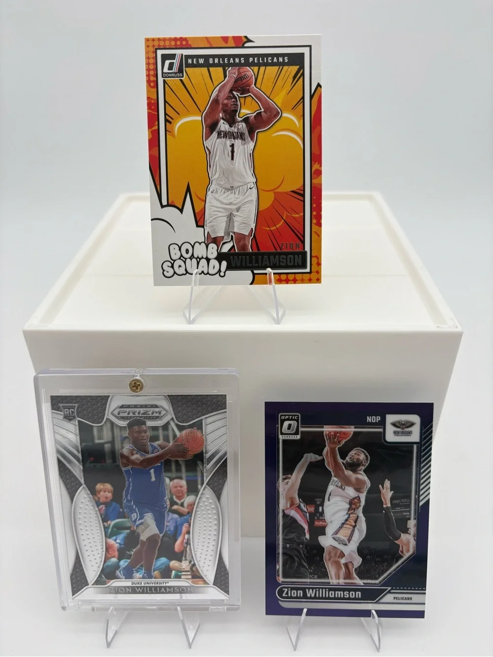 Zion Williamson 3-Card Lot 🔥Bomb Squad & Panini Prizm Draft Picks Rookie 🔥 - Picture 1 of 7